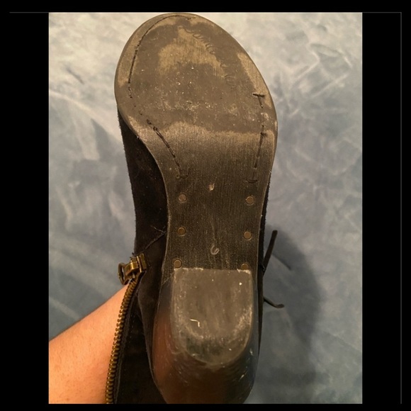 SAM EDELMAN Black Suede Ankle Boots with Fringe/size 6 - Picture 7 of 8